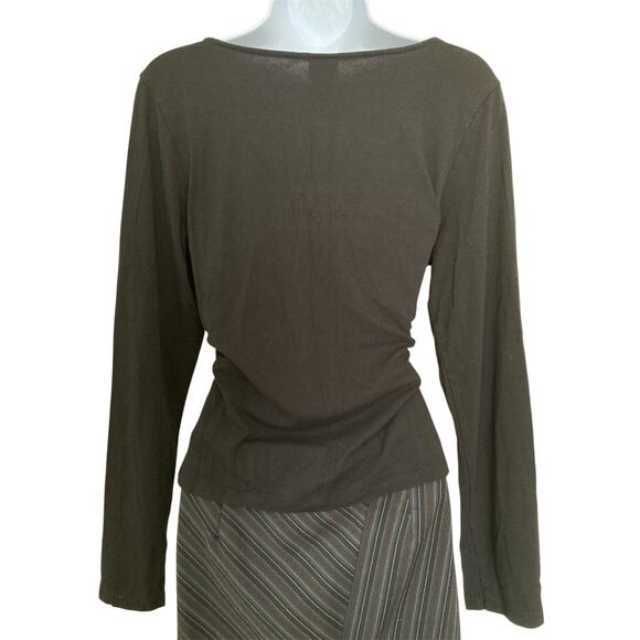 Vintage 90s Y2k Goth Boho Grunge Lace Up Ribbon Black Stretch Knit Top Size M/L - Picture 5 of 6